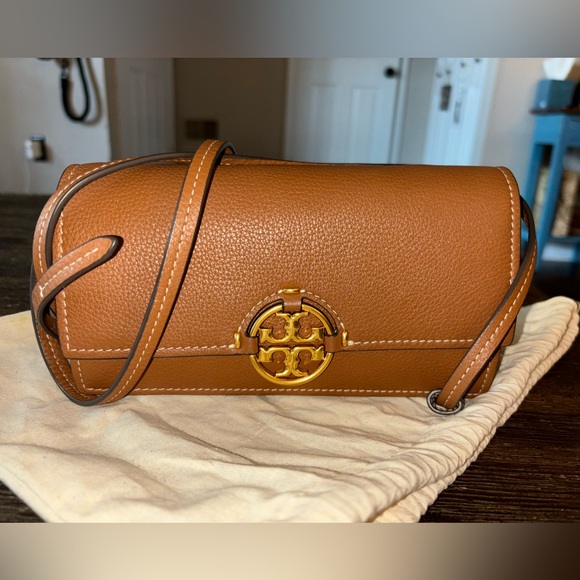Like new - women’s Tory Burch miller leather crossbody walket - tigers eye - Picture 4 of 9